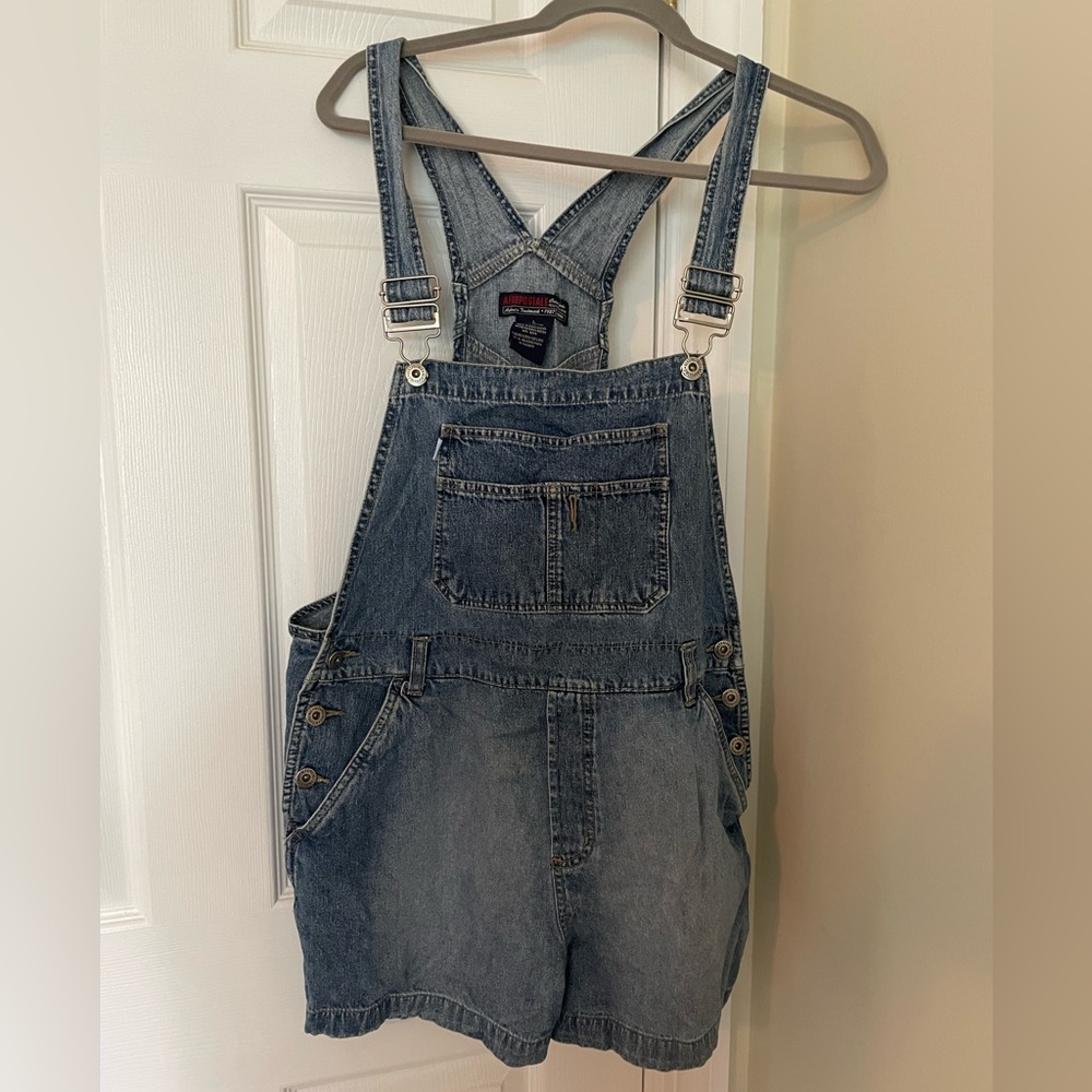 Denim bib overalls, large